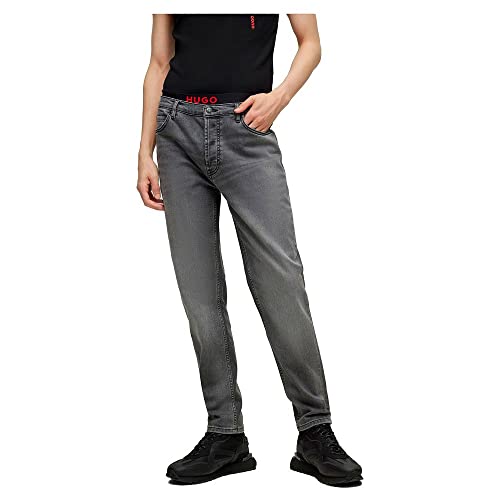 HUGO Herren 634 Graue Tapered-Fit Jeans aus bequemem Stretch-Denim Grau 30/32 von HUGO