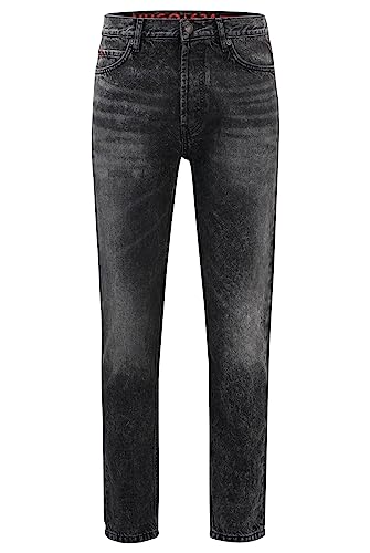 HUGO Herren 634 Schwarze Tapered-Fit Jeans aus festem Denim Dunkelgrau 33/32 von HUGO