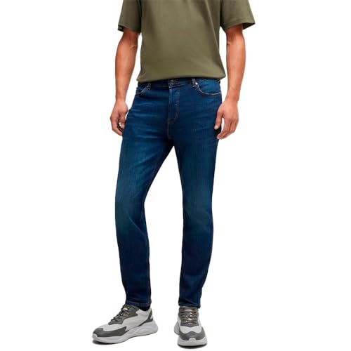 HUGO Herren 634 Tapered-Fit Jeans aus dunkelblauem Stretch-Denim Dunkelblau 29/32 von HUGO