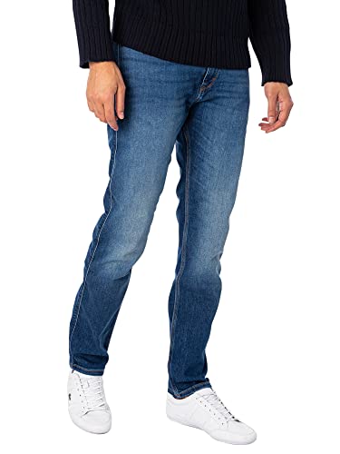 HUGO Herren 708 Blaue Slim-Fit Jeans aus bequemem Stretch-Denim Blau 33/34 von HUGO