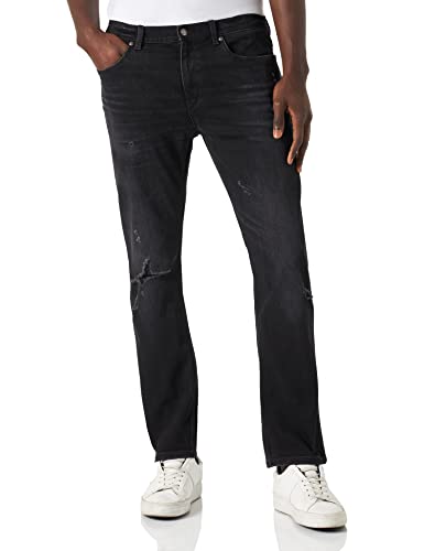 HUGO Herren 708 Schwarze Slim-Fit Jeans aus bequemem Stretch-Denim Dunkelgrau 33/34 von HUGO