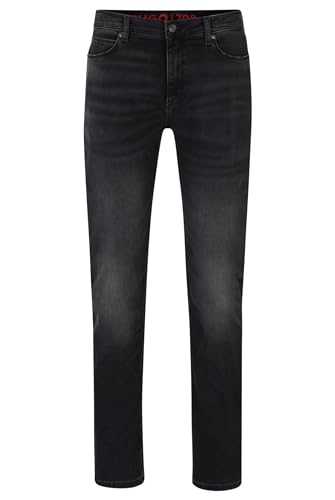 HUGO Herren 708 Schwarze Slim-Fit Jeans aus bequemem Stretch-Denim Dunkelgrau 36/32 von HUGO