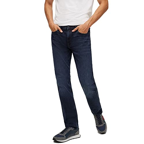 HUGO Herren 708 Slim-Fit Jeans aus schwarzblauem Stretch-Denim Dunkelblau 36/36 von HUGO