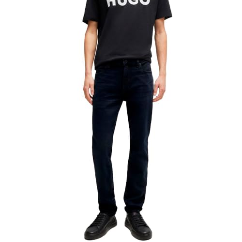 HUGO Herren 734 Extra Slim-Fit Jeans aus schwarzblauem Stretch-Denim Dunkelblau 30/34 von HUGO