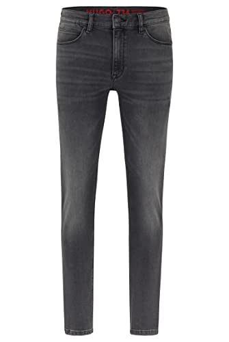 HUGO Herren 734 Schwarze Extra Slim-Fit Jeans aus besonders softem Denim Dunkelgrau 31/32 von HUGO