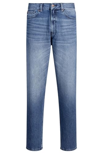 HUGO Herren 838 Relaxed Tapered-Fit Jeans aus blauem Denim mit Vintage-Waschung Blau 31/32 von HUGO