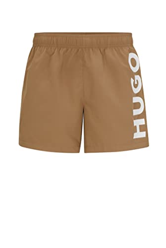 HUGO Herren ABAS Schnell trocknende Badeshorts mit vertikalem Logo Hellbraun XL von HUGO