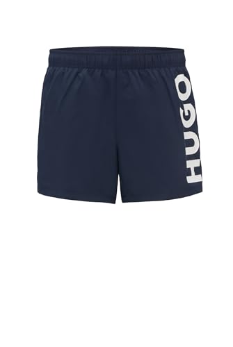 HUGO Herren ABAS Badeshorts mit vertikalem Logo-Print Dunkelblau XL von HUGO