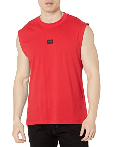 HUGO Herren Ärmelloses Shirt aus Baumwolle mit zentralem Logo und Rundhalsausschnitt Hemd, Jazzy Red, XL von HUGO