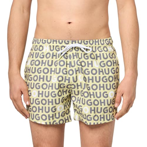 HUGO Herren Allover Logo Swim Trunks Badehose, zitronengelb, XXL von HUGO