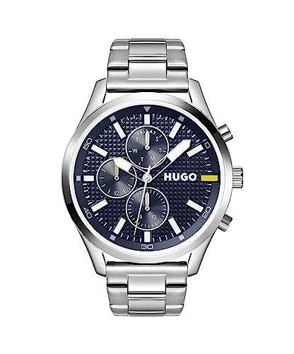 HUGO Multi Zifferblatt Quarz Uhr für Herren mit Silbernes Edelstahlarmband - 1530163 von HUGO