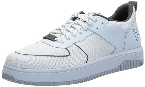 HUGO Herren Back Logo Lace Up Sneakers Sneaker, Weißes Salz, 41 EU von HUGO