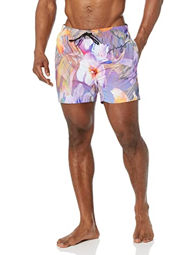 HUGO Herren-Badehose, tropisches Design, Standard, Tropisches Flieder, XL von HUGO