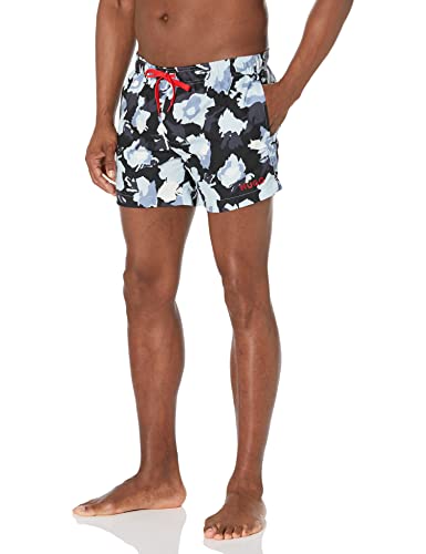 HUGO Herren-Badehose mit Blumenmuster, Eisblaues Blumenmuster, L von HUGO