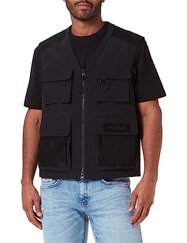HUGO Herren Bael2321 Wasserabweisende Weste aus recyceltem Material mit Utility-Taschen Schwarz S von HUGO