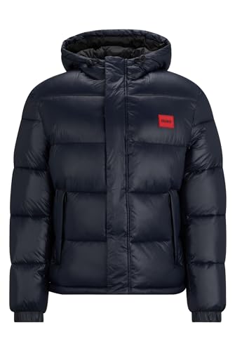 HUGO Herren Balin2341 Wasserabweisende Slim-Fit Steppjacke mit Logo-Badge Dunkelblau XXL von HUGO