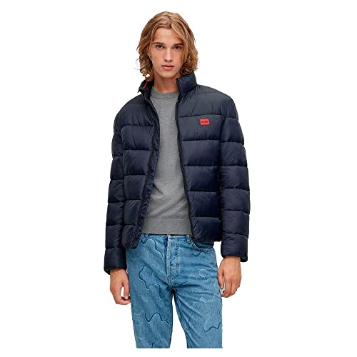 HUGO Herren Balto2241 Slim-Fit Steppjacke mit rotem Logo-Etikett Dunkelblau S von HUGO