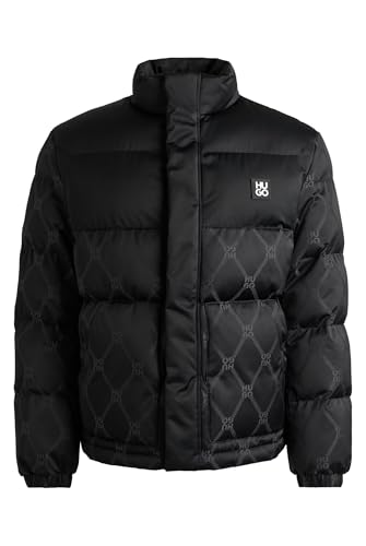 HUGO Herren Balto2411 Wasserabweisende Steppjacke mit charakteristischem Jacquard-Muster Schwarz001 L von HUGO