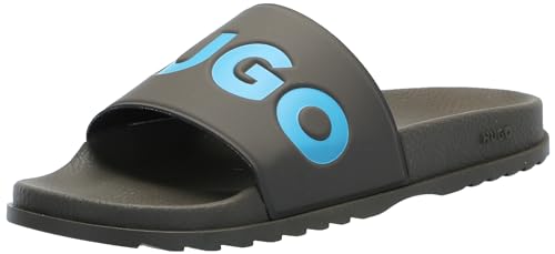 HUGO Herren Big Logo Slide Schiebe-Sandalen, Olivensaft, 43 EU von HUGO