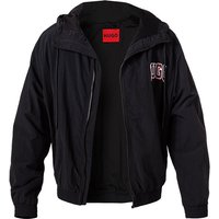 HUGO Herren Blouson Schwarz Mikrofaser unifarben von HUGO