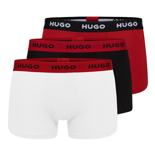 HUGO Herren Boxershorts Boxer Unterhose Trunk Triplet Pack 3er Pack, Farbe:Mehrfarbig, Größe:XL, Artikel:-626 Black/red/White von HUGO