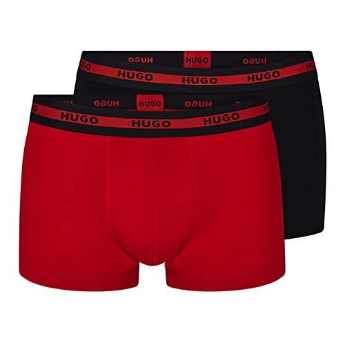 HUGO Herren Boxershorts Boxer Unterhosen Shorts Trunks Twin Pack 2er Pack, Farbe:Mehrfarbig, Größe:S, Artikel:-622 Black/red von HUGO