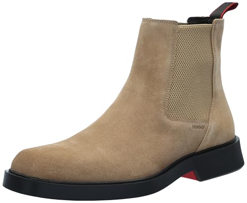 HUGO Herren Brushed Suede Slip on Boot Chelsea-Stiefel, Steintaupe, 41 EU von HUGO