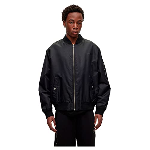 HUGO Herren Byler2321 Oversized Bomberjacke mit tonalem Logo Schwarz M HUGO Herren Byler2321 Oversized Bomberjacke mit tonalem Logo Schwarz M von HUGO