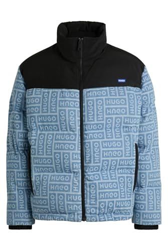 HUGO Herren Byres2441 Regular-Fit Steppjacke aus Denim mit Logo-Print Dunkelblau S von HUGO