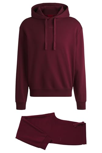 HUGO Herren Center Logo Cotton Track Suit Sweatsuit, Purpurrot, X-Large von HUGO