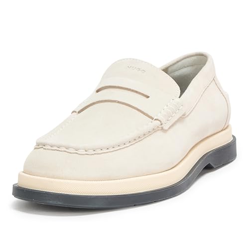 HUGO Herren Chaol Suede Mokassin Loafer, Soft Cream, 43 EU von HUGO