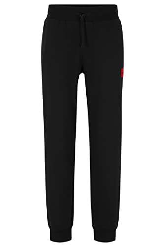 HUGO Herren Cut Logo Pants Jogginghose aus Bio-Baumwolle mit Split-Logo-Print Schwarz XXL von HUGO