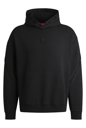HUGO Herren Dagarito Relaxed-Fit Hoodie aus Stretch-Baumwolle mit Stack-Logo Schwarz001 XL von HUGO