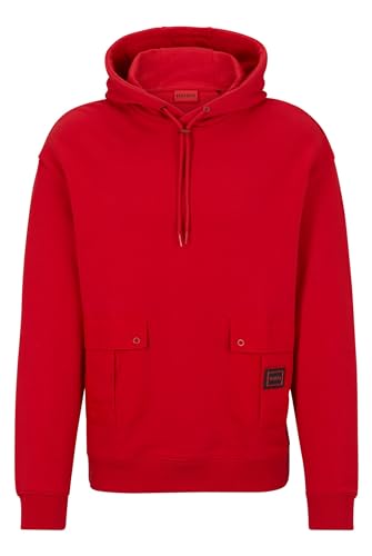 HUGO Herren Dailao Hoodie aus Baumwoll-Terry mit kontrastierenden aufgesetzten Taschen Hellrosa M von HUGO