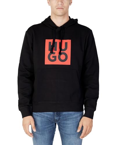 HUGO Herren Daltorres Kapuzen-Sweatshirt aus Baumwoll-Terry mit Stack-Logo-Print Schwarz M von HUGO