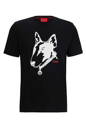 HUGO Herren Dammock T-Shirt aus Baumwoll-Jersey mit Hunde-Artwork Schwarz L von HUGO