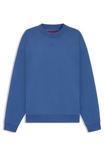 HUGO Herren Dapocrew Relaxed-Fit Sweatshirt aus Baumwoll-Terry mit Logo-Print Blau XL von HUGO