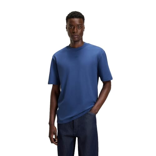 HUGO Herren Dapolino Relaxed-Fit T-Shirt aus Baumwolle mit Logo-Print Blau XL von HUGO