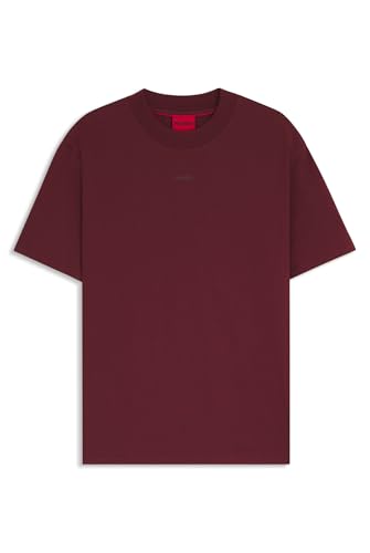 HUGO Herren Dapolino Relaxed-Fit T-Shirt aus Baumwolle mit Logo-Print Dunkelrot L von HUGO