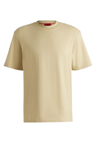 HUGO Herren Dapolino Relaxed-Fit T-Shirt aus Baumwolle mit Logo-Print Hellbeige XL von HUGO