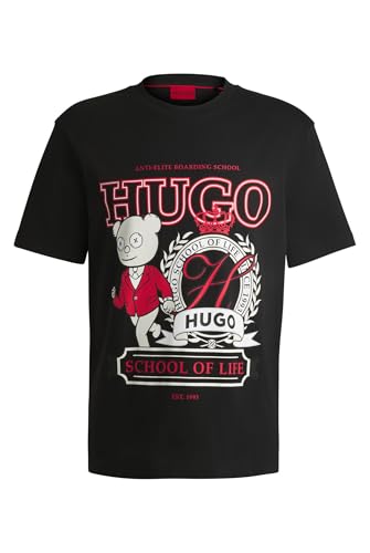 HUGO Herren Daporoni T-Shirt aus Baumwoll-Jersey mit Logo-Grafik-Print Schwarz001 M von HUGO
