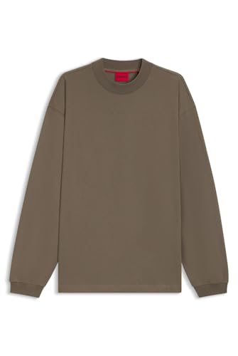 HUGO Herren Daposo Relaxed-Fit Longsleeve aus Baumwoll-Jersey mit Logo-Print Grau S von HUGO