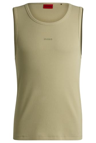 HUGO Herren Dapota Geripptes Tanktop aus Stretch-Baumwolle mit Logo-Print Hellgrün L von HUGO