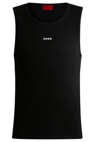 HUGO Herren Dapota Geripptes Tanktop aus Stretch-Baumwolle mit Logo-Print Schwarz001 L von HUGO