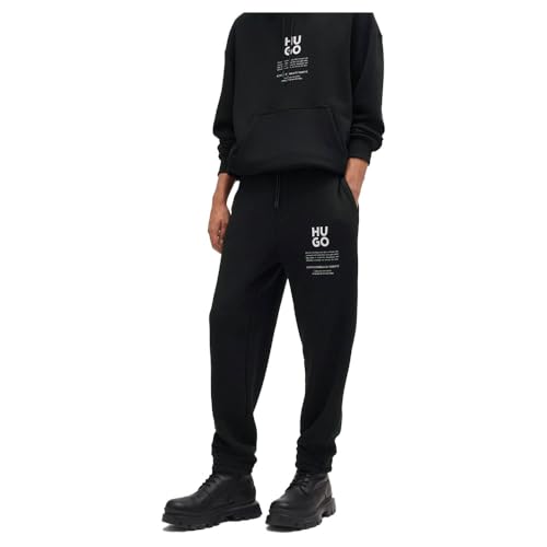HUGO Herren Dapurlonga Relaxed-Fit Jogginghose mit Logo und Slogans Schwarz001 M von HUGO