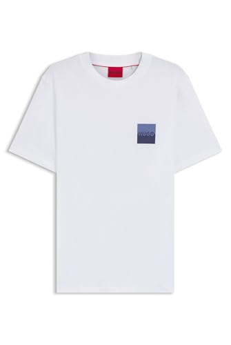 HUGO Herren Dapusi T-Shirt aus Baumwoll-Jersey mit Split-Logo-Print Weiß XL von HUGO
