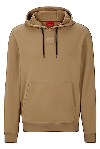 HUGO Herren Daratschi C Hoodie aus Baumwoll-Terry mit tonalem Logo-Aufnäher Hellbraun S von HUGO