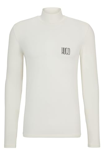 HUGO Herren Dardini IN Slim-Fit Longsleeve mit Stehkragen und Logo der neuen Saison Weiß XXL von HUGO