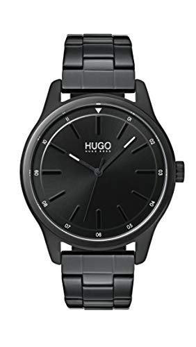 HUGO Herren #Dare Quarz Schwarz IP und Schwarz IP Armband Casual Uhr, Farbe: Schwarz (Modell: 1530040), Armband von HUGO