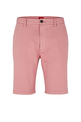 HUGO Herren David222SD Slim-Fit Chino-Shorts aus elastischer Baumwoll-Gabardine Pink 29 von HUGO